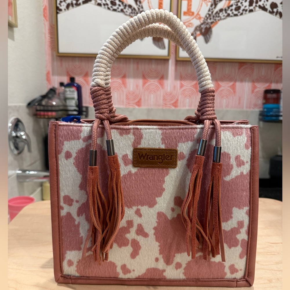 Wrangler Pink Cowprint Tote Bag